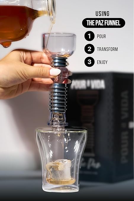 POUR a VIDA The Paz Magnetic Filtration Funnel - Stainless Steel Funnel for Smoother, Enhanced & Refined Drink Flavor - Premium Barware Essentials