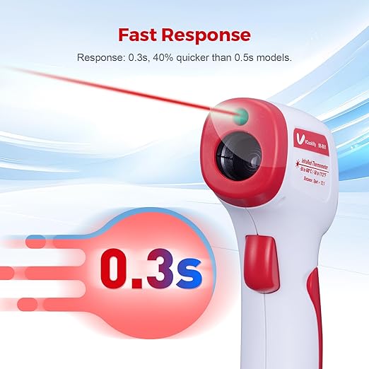 VCooklify Infrared Thermometer for Meat,Laser Temperature Gun,-58~1112°F,DS 12:1 Digital IR Temp Gun with Adjustable Emissivity&High/Low Alarm,LCD Display Thermal Gun for Food Oven Cooking HVAC