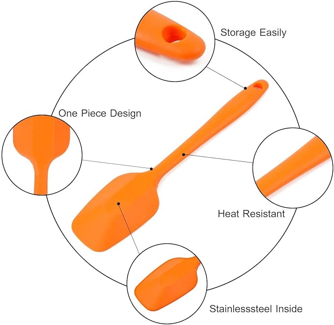 Delidge Food Grade Silicone Spatula Set Heat Resistant Small Rubber Spatulas,4 piece Silicone Spoonula Spatula Non-stick Baking Curved Spatulas Multicolor Dinnerware (21.7cm/8.56inch)