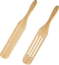 GEEKHOM Wooden Spurtle Set Bamboo Utensils: 13 Inch for Sourdough Starter, Mixing Scraping Serving, Reaching Jar Bottom, Nonstick Cookware 2 Set