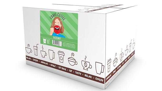 Crave Beverages Flavored Coffee Pods, Compatible with 2.0 K-Cup Brewers, Single Serve Hazelnut, 100 Count
