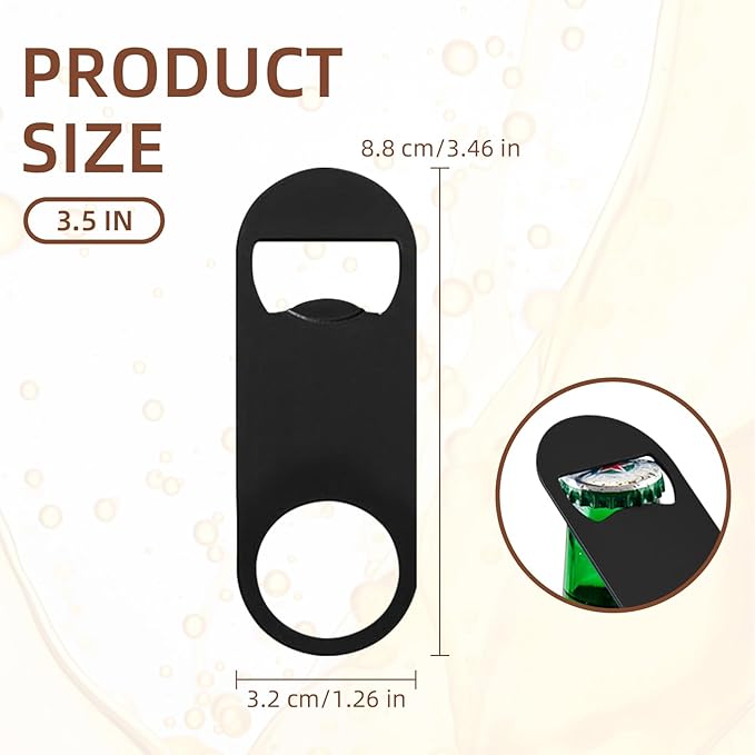 Yugada 100 Pack Flat Beer Bottle Opener 3.5 inch Stainless Steel Flat Bottle Opener Black Beer Bottle Openers for Bartender Kitchen Bar Restaurant (3.5 Inch)