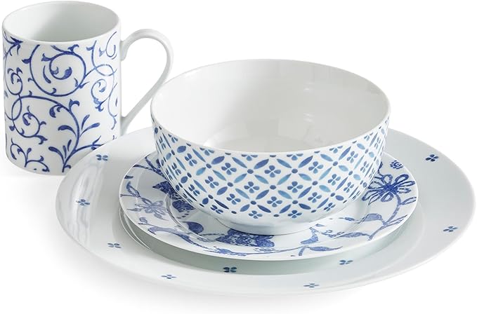 Portmeirion – Portmeirion Home – Dinnerware Set – Blue Indigo, Set of 16