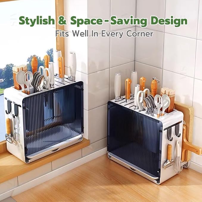 KBOX811 Knife Holder Organizer Stainless Steel Rack This multifunctional kitchen storage rack with Utensil (white) version:No cutting board rack