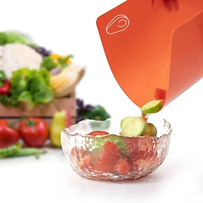 Goodluck 5 Pieces Flexible Cutting Boards, BPA Free Plastic Cutting Boards for Kitchen, Non Slip Cutting Mat for Meat and Vegetables