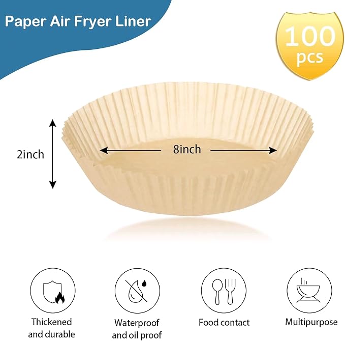 Air Fryer Liners Disposable,8 Inch 100 PCS Round Parchment Paper For Baking
