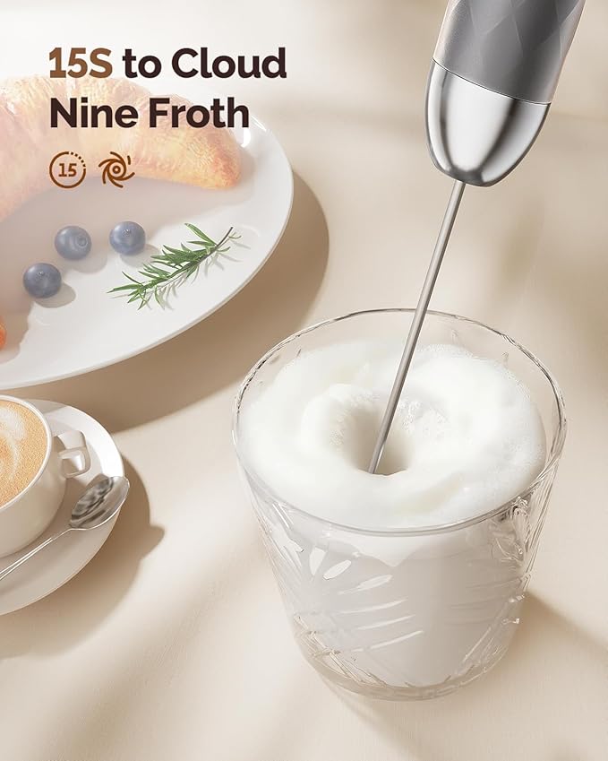 Maestri House LunaFro 2.0 Rechargeable Milk Frother, Stepless Speed Control