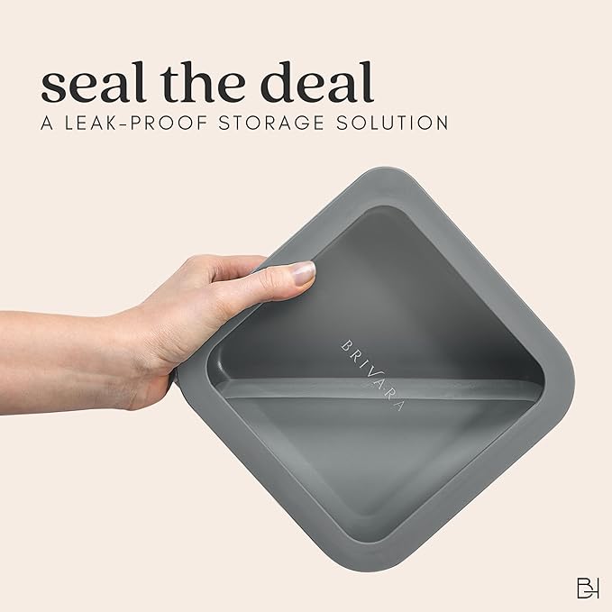 BRIVARA HOME Glass Food Storage Container with Lid, 5-Cup Medium Square | Microwave-Safe Airtight Lid, Oven-Safe Ceramic-Coated Glass | Zero Plastic, No PFAS/PFOA/BPA, Reusable [Smoke]