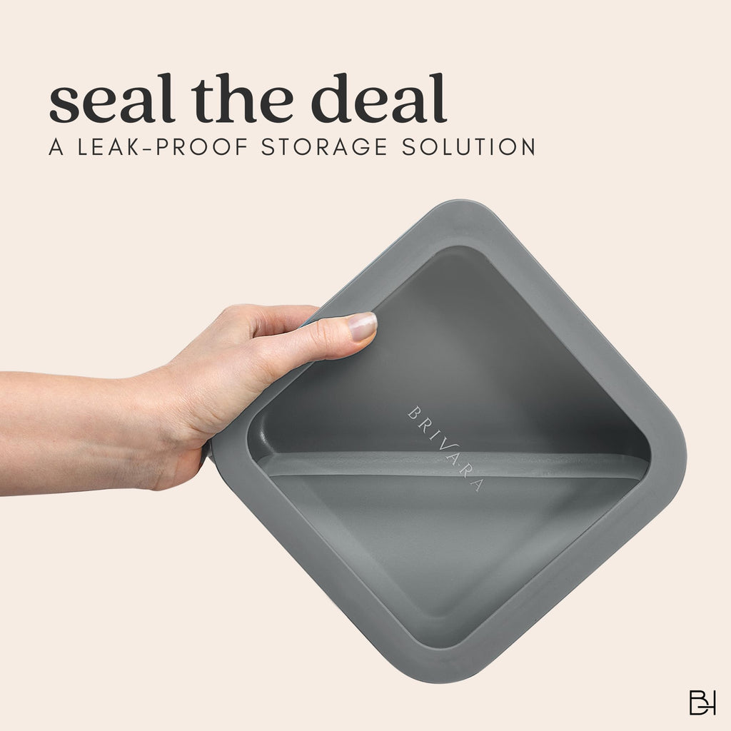 BRIVARA HOME Glass Food Storage Container with Lid, 11-Cup Large Rectangle | Microwave-Safe Airtight Lid, Oven-Safe Ceramic-Coated Glass | Zero Plastic, No PFAS/PFOA/BPA, Reusable [Smoke]