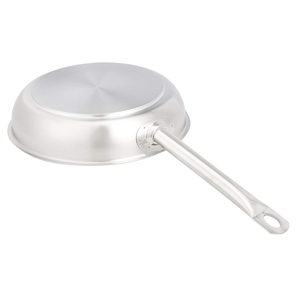 Amazon Basics 3-Piece Stainless Steel Aluminum-Clad Fry Pan Set, Dishwasher Safe, Induction Compatible, Oven Safe to 500°F, 8", 9 1/2", and 12"