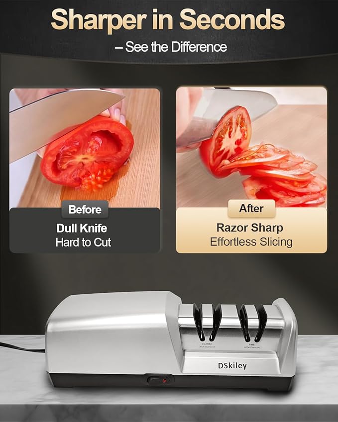 Electric Knife Sharpener for Kitchen,Sharpening, Restore&Polish Chef Knives