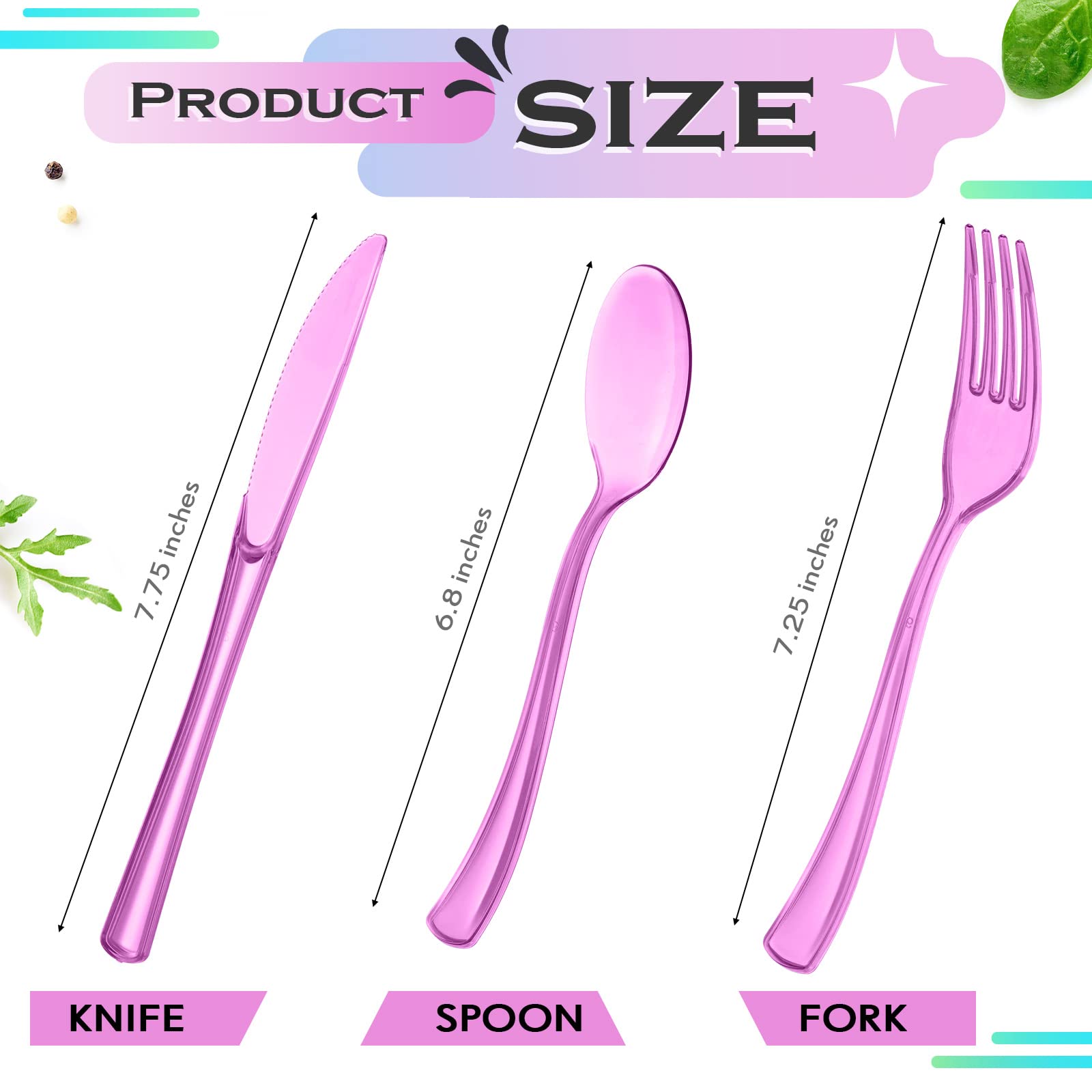 Minatee 150 Pieces Disposable Cutlery Set Plastic Silverware Heavy Duty Utensil Sets 50 Forks 50 Knives 50 Spoons for Home Office School Party Picnics Restaurant Outdoor Events(Purple)