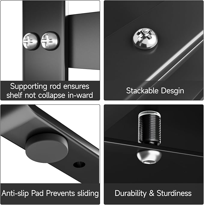 jkxoo 2pcs Expandable Cabinet Shelf Organizer, 16.5"~27''L, Black