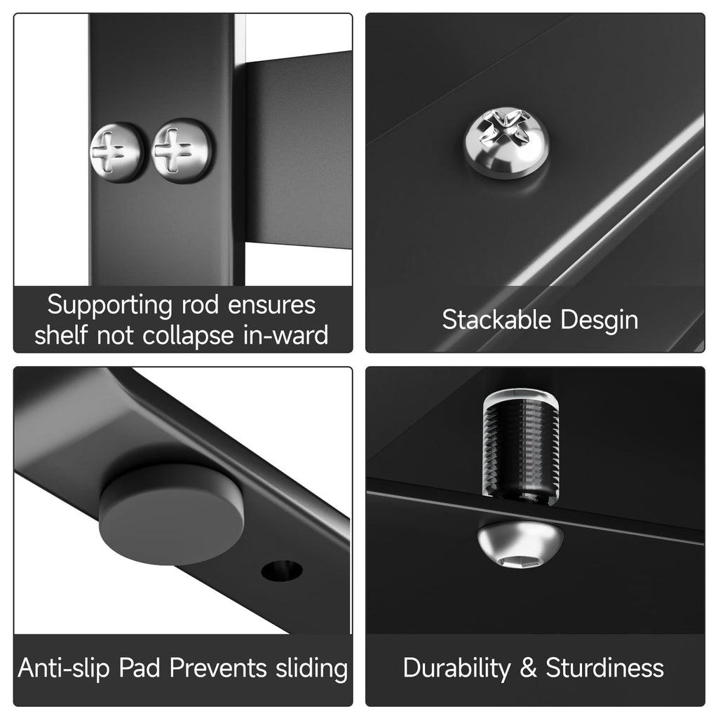 jkxoo 2pcs Expandable Cabinet Shelf Organizer, 16.5"~27''L, Black