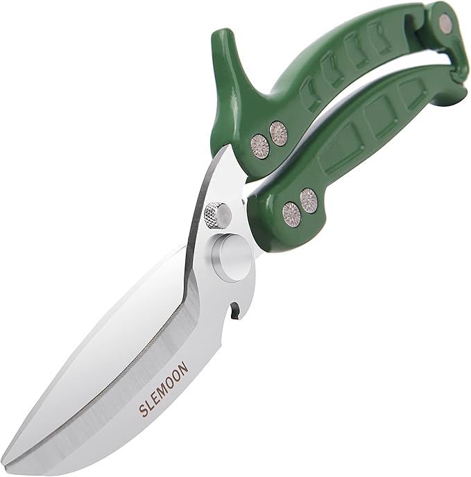 SLEMOON Heavy Duty Kitchen Shears,Poultry Shears with Safety Lock,Green