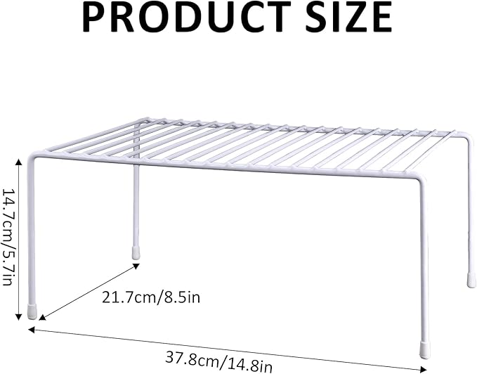 ziroland 6-Pack Medium (13x8.5inch) Kitchen Organizer Rack, Kitchen Shelves for Spice Organization for Cabinet, Pantry Organizers and Storage, Spice Rack, Desk Organizer, White