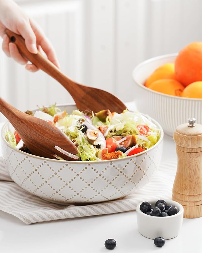 getstar Large Serving Bowls (9.5 inch & 92 fl oz), Ceramic Salad Bowl Set of 2, Microwave and Dishwasher Safe
