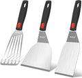 Beijiyi 3-Piece Metal Spatula for Cast Iron Skillet, Sturdy Stainless Steel