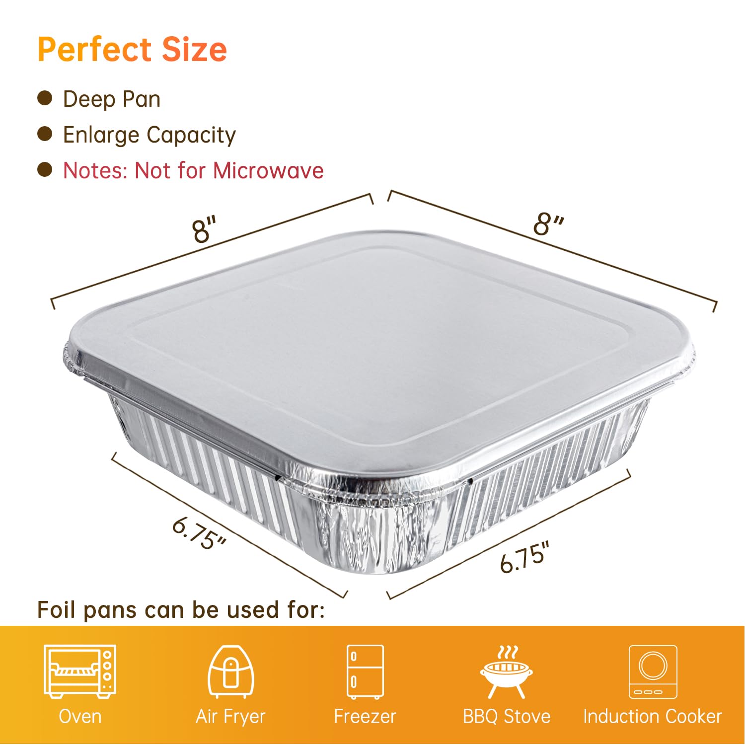 Ezsart 10 Pack 8x8 Aluminum Pans with Lids, 8x8 Foil Baking Pans with Lids