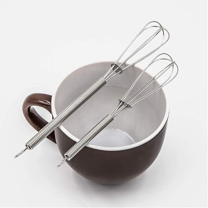 Wingsflying 4-Pack Mini Whisks for Cooking, Small Stainless Steel Wire Whisk Set for Mixing Gravy, Sauces & Eggs (Two 5-Inch & Two 7-Inch)
