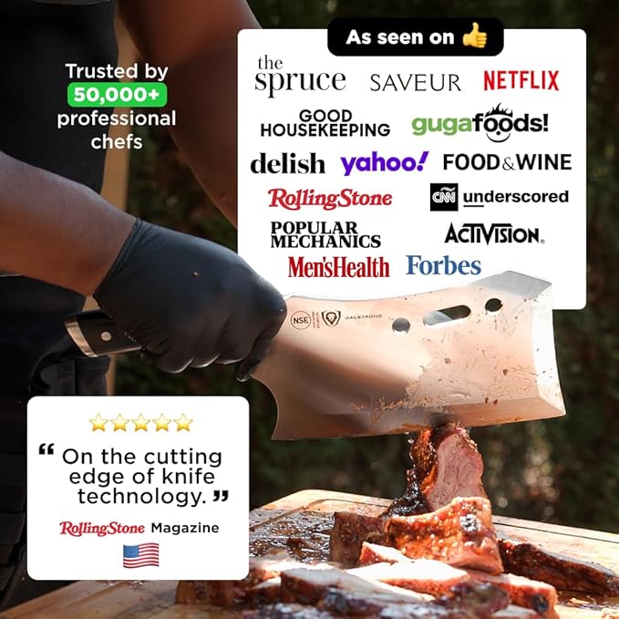 Dalstrong Obliterator 9" Meat Cleaver — 6mm Thick, 2.9 lbs, 7CR17MOV Carbon Steel (60 HRC), Full-Tang G-10 Handle — For BBQ Pitmasters, Home Butchering & Heavy Prep — Wood Stand Included