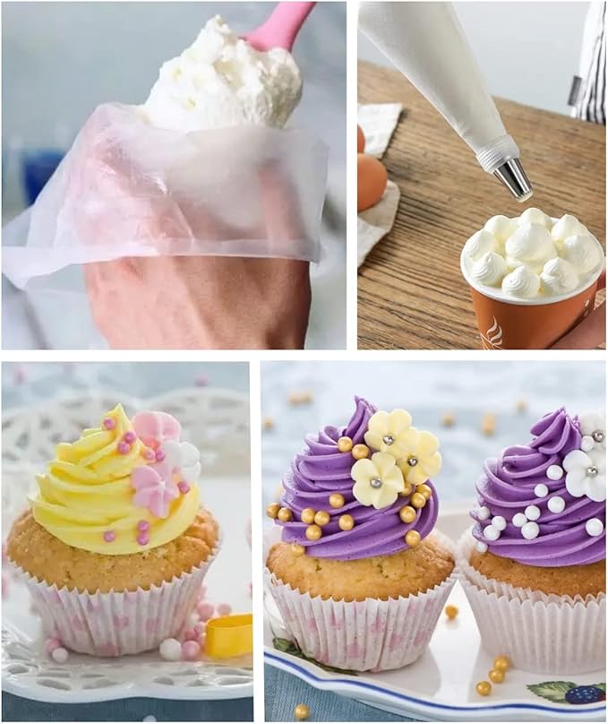 AMBESTAR 21 Inch Icing Piping Bags,100 Pcs Durable Anti-rupture Frosting Piping Bags Disposable for Wedding Cake Birthday Party Dessert Cookie Biscuit Cupcake Decorating