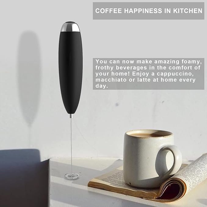 Anteday Electric Milk Frother Handheld, Quality Frother Wand for Coffee, Battery Operated (Not included) Drink Mixer Matcha Whisk, Functionality Foam Maker for Frappe Hot Chocolate, Cappuccino, Lattes