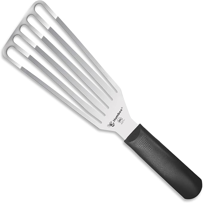 HUMBEE 9 Inches Fish Turner, Slotted Fish Spatula Dishwasher Safe NSF, Shovel Black