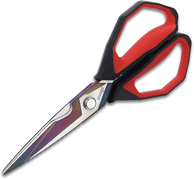 LIVINGO 9" Sharp Kitchen Scissors for Food Titanium Coated Stainless Steel