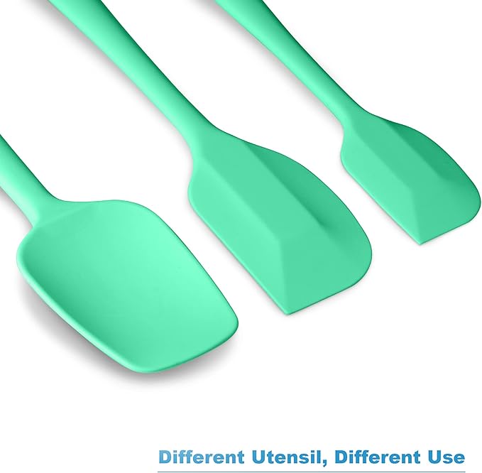 3-Piece Silicone Spatula Set, 600°F Heat Resistant, Macaron Green