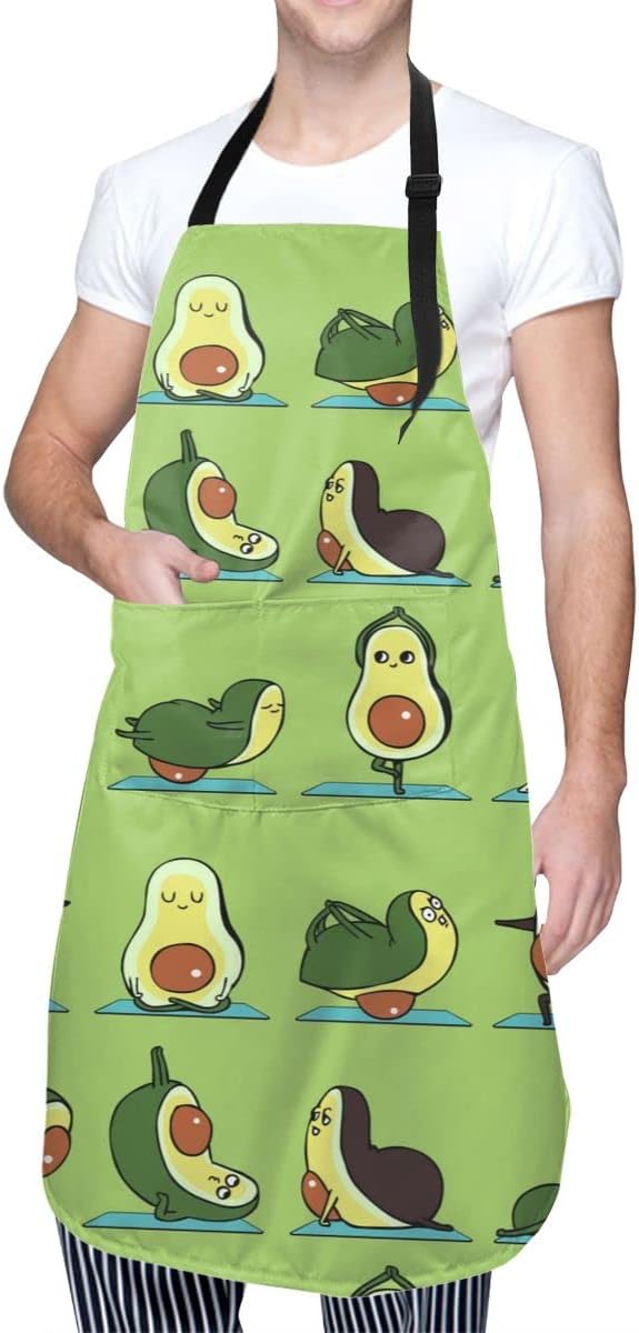 Wisedeal Yoga Avocado Apron, Waterproof Fabric, Adjustable Drawstring