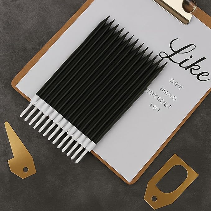 by Tugba Aydan - Black Birthday Candles, 24 Pack, Long Thin Metallic Cake Candles with Holders, Elegant Black Candles for Cakes, Cupcakes & Parties