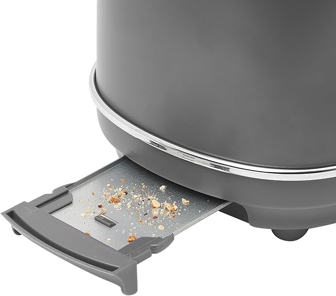 Haden Chelsea 2-Slice Wide Slot Stainless Steel Toaster with Adjustable Browning Control & Non-Slip Feet, Grey & Chrome