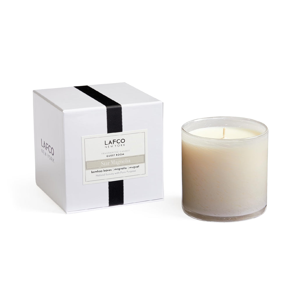 LAFCO New York Signature Candle, Star Magnolia - 15.5 oz - 90-Hour Burn Time - Reusable, Hand Blown Glass Vessel - Made in the USA