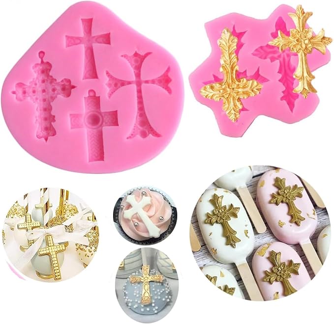 Cross Molds Silicone Fondat Cake Chocolate Mold 2pcs for Baptism Party Supplies