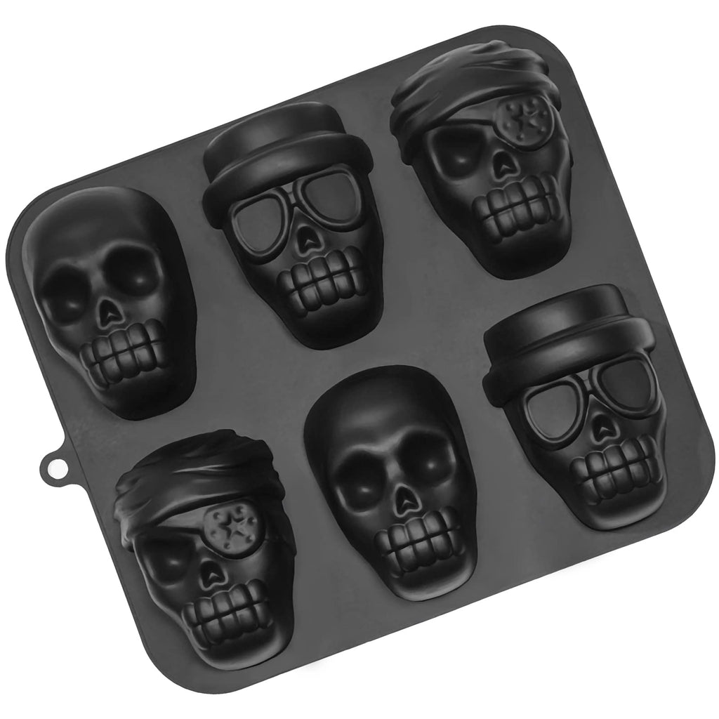 Halloween Baking Skull Cake Pan Molds, Silicone Pirate Cakelet Tin