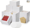 EQOREIIN 24Pack 8 inch Small Cake Boxes with Cake Board and Stickers