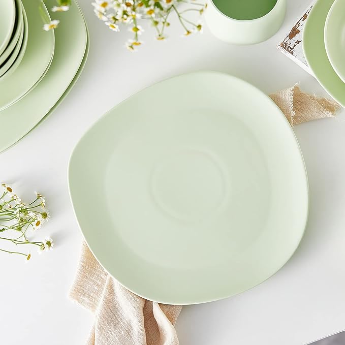 Stone Lain Delilah Dinner Plate 6-Piece Dish Set, Porcelain, Lime Green