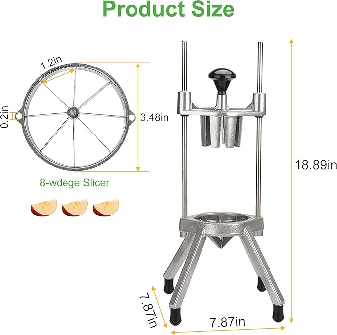 POWLAB Commercial Lemon Cutter, 8-Wedge Citrus Wedger, 420 Stainless Steel