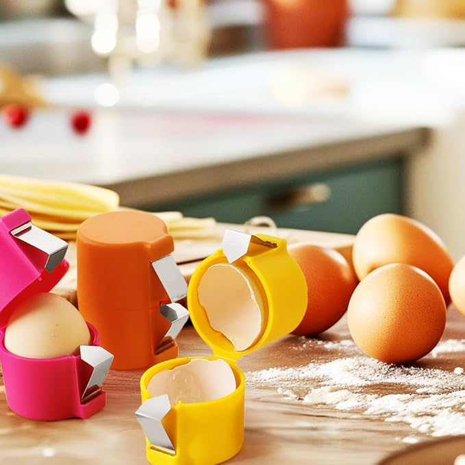 2025 Premium Egg Shell Opener, Egg Shell Cutter Eggs Shell Separator for Raw Eggs, Multifunctional Egg Cutter Egg Cracker Separator for Home Kitchen Gadgets (Pink)
