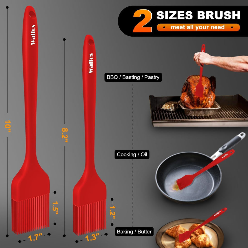 Walfos Silicone Basting Pastry Brush, 600°F Heat Resistant for BBQ Grill Baking Kitchen Cooking, BPA Free and Dishwasher safe