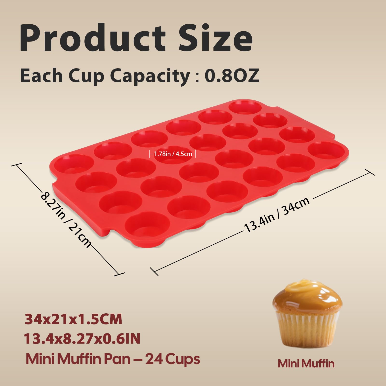 Jalopink 2-Pack Silicone Muffin Pan for Baking – Mini 24-Cup Nonstick Cupcake Pan with Handle, Food-Grade Certified, Odorless, BPA-Free, Silicone Baking Mold for Muffins, Egg Bites, Cupcakes