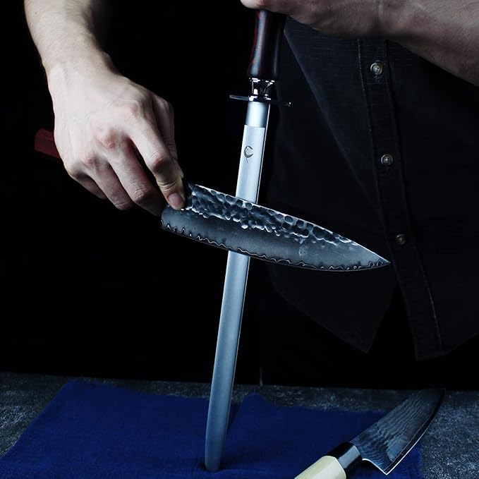 Honing Steel Knife Sharpener Steel Flat 12 IN Rod for Kitchen Knife