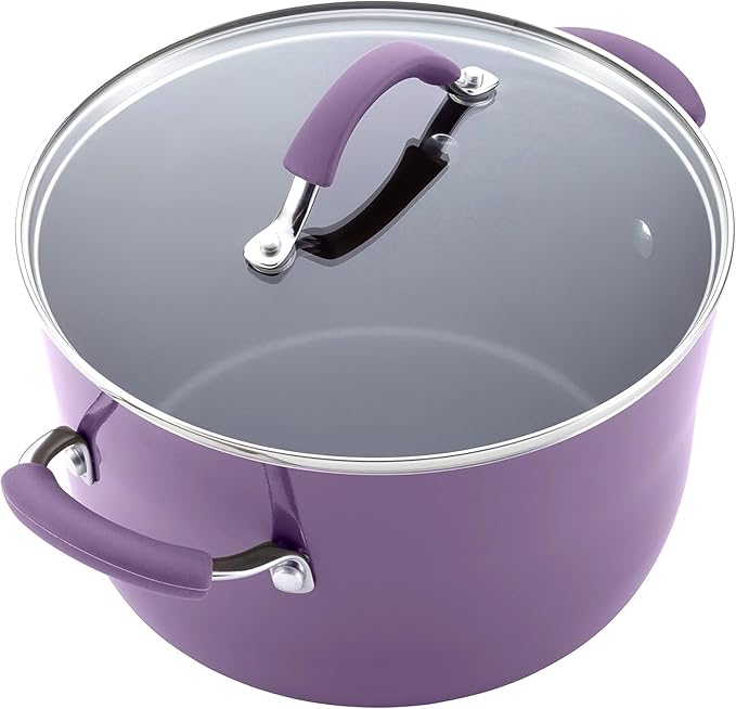 Rachael Ray Cucina Nonstick Cookware, Lavender Purple Pots and Pans Set, 12-Piece