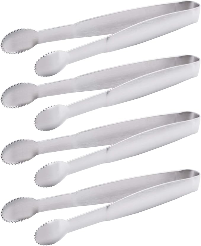HINMAY 5" Mini Serving Tongs Tiny Stainless Steel Small Tongs, Set of 4