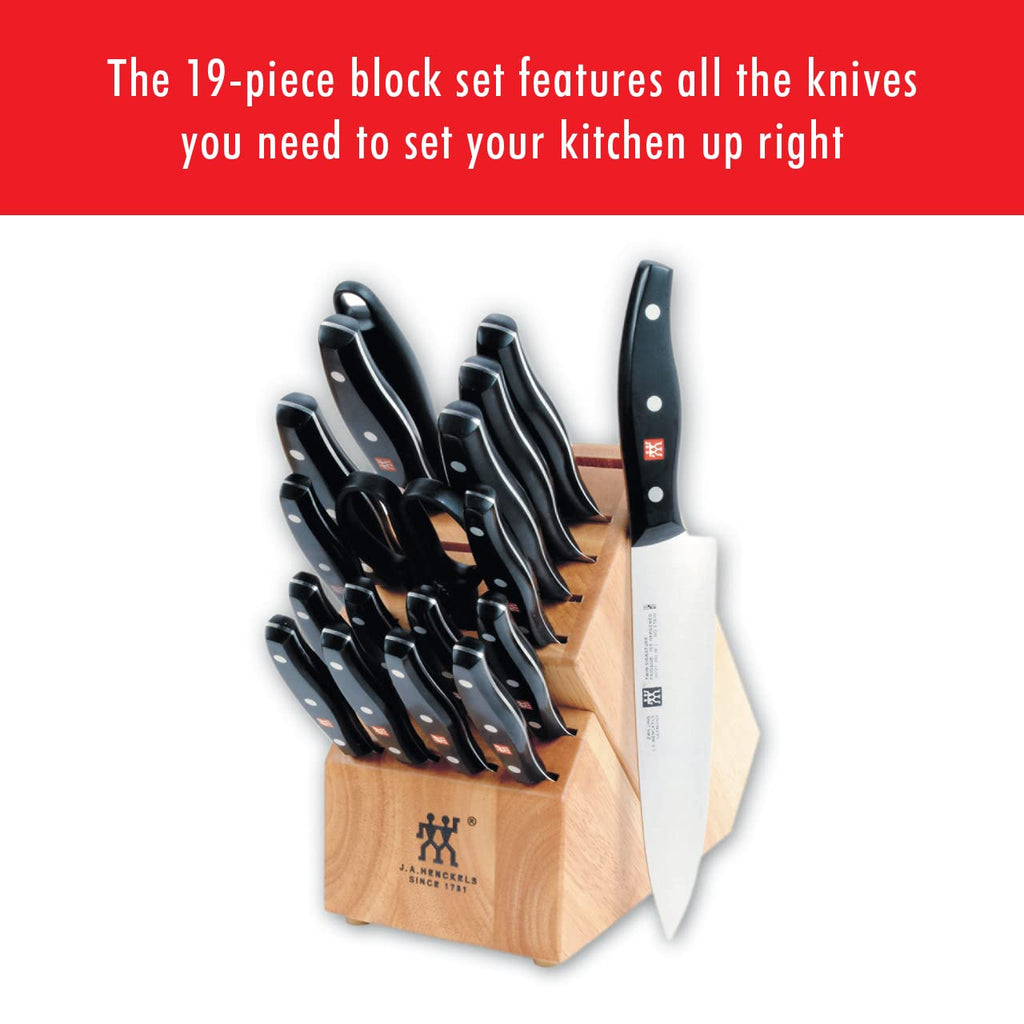 ZWILLING Twin Signature 19-pc Kitchen Knife Set with Block, Chef Knife, Professional Chef Knife Set, German Knife Set Light Brown