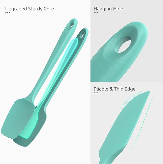 U-Taste Silicone Spatula Set, 600ºF High Heat Resistant, 3-Pcs, Aqua Sky
