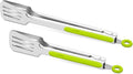 Kitchen & Grill Tongs Set of 2, 304 Stainless Steel, 9 & 12 Inch, Green