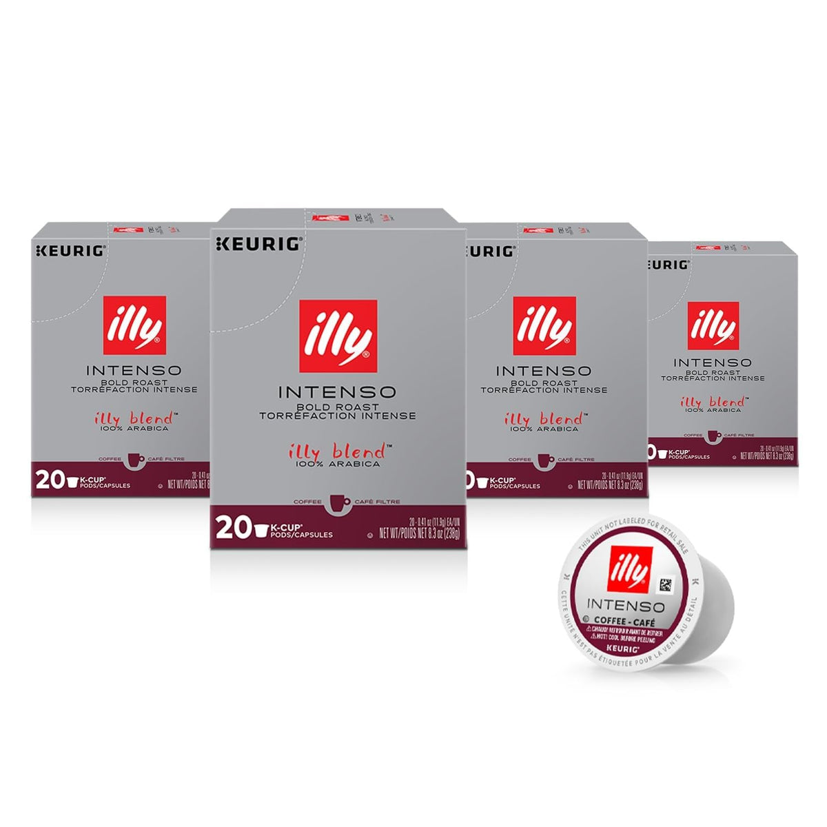 illy Coffee K Cup Pods, Intenso Dark Roast, 20 Count, 1 Pack