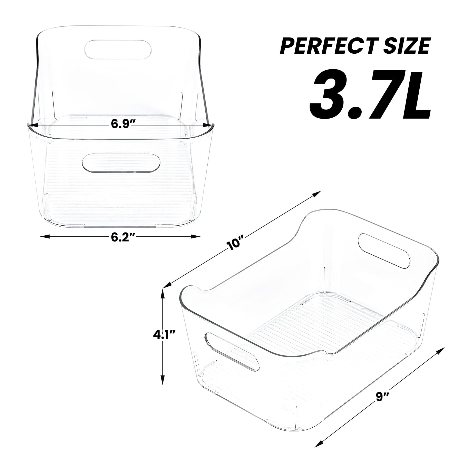 CiWiVOKi 12 Pack Clear Plastic Storage Bins, Acrylic Organizer and Containers with Handle for Pantry, Cabinet, Closet, Refrigerator, Freezer, Bathroom, Kitchen Under Sink Storage
